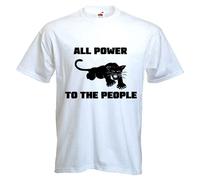 Black Panther Party All Power to The People Men's T Shirt (Medium, White)