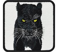 Black Panther Patch Exotic Animals Wildlife Iron-on Patch | Embroidered Wild cat Gift | Nature Protection Badge Save The Earth Leopard Friends sew on for All Fabrics 75X75 mm