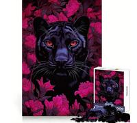 Black Panther Pink Flowers 1000 Pieces Jigsaw Puzzles for Adults Brain Wellness Quiet Enjoyment Perfect Lock Thoughtful Gift (50x75cm)