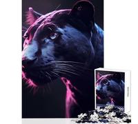 Black Panther Pink Light Hard Jigsaw Puzzle for Adults 1000 Pieces Birthday Gifts Difficult Hard Home Decoration Toys for And 14 Years And over (38x26cm)
