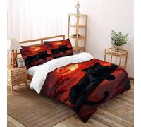 Black Panther Red Bedding Set 3D Design Animal Themes Wildlife Duvet Cover Set Microfiber Quilt Cover Suitable for Family,couple,children with Pillow Super King(260x220cm)