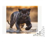 Black Panther Running Family Puzzles 1000 Pieces with High Definition Print Centenary Jigsaws for A Sustainable Hobby As Wall Art Puzzle 38x26cm/1000pcs