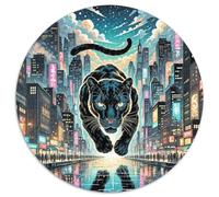 Black Panther Stalking Night 1000 Pieces Jigsaw Puzzle 12 Years And Up Art Round Puzzle Unique Challenge Family Game Stress Reliever Expert Skill Level 1000pcs (67.5x67.5cm)