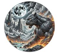Black Panther Stalking Night 1000 Pieces Jigsaw Puzzle for Adults And Kids Art Round Puzzle Difficult Challenge for Adults Family Game Stress Reliever Expert Skill Level 1000pcs (67.5x67.5cm)