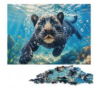 Black Panther Swimming Underwater Jigsaw Puzzle for Adults, 300 Pieces | Clear image details - a simple way to organise the image in spare time.