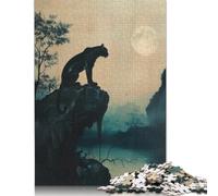 Black Panther Under Moonlight Puzzle Jigsaws 500 Pieces for Adults Puzzles for Adults Secret Santa Gifts 500pcs (52x38cm)