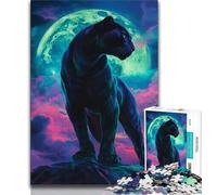 Black Panther Under The Moon Adult Jigsaw Puzzles 1000 Pieces,Stress Reliever Difficult Challenge Deal As Gifts for The Whole Family (50x75cm)