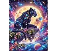 Black Panther Under The Stars 500-piece Jigsaw Puzzle Bundle Wildlife Pet Family Puzzle Lovers Brain Training Mindful Activity Spring Recycled Cardboard 500 PCS