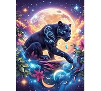 Black Panther Under The Stars 500 Piece Jigsaw Puzzle Pack Wildlife Pet Teens Beginners Cognitive Development Puzzle Fans Group Play High-grade Rigid Cardboard 500 PCS