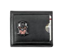 Black Panther wallet men's ultra-thin PU leather Valentine's Day gift, unique birthday gift, hero ID with double fold 3D metal superhero mask ultra-thin simple front pocket personalized wallet
