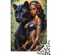 Black Panther Warrior Woman 1000 Piece Jigsaw Puzzle Paper for Adults Jungle View Puzzle Game for Family Relaxation Gift 38x26cm/1000pcs