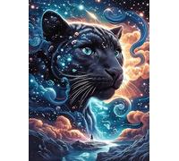 Black Panther with Cosmic Colors 1000 Piece Pack Classic Jigsaw Puzzle Wildlife Pet Couple Puzzle Partners Ultra Difficult Wall Decor Easter New Year Eco Friendly Cardboard 1000 PCS