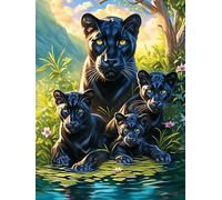 Black Panther with Cubs 1000 Piece Count Premium Jigsaw Puzzle Wildlife Pet Teen Fans 14-18 Yrs Concentration Training Leisure Adventure Valentines Gift Premium Cardboard 1000 PCS