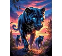 Black Panther with Cubs 300 Piece Jigsaw Puzzle Pack Wildlife Pet Teens Beginners Cognitive Development Puzzle Fans Group Play Anniversary Thick Cardboard 300 PCS