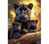 Black Panther with Cubs 500 Piece Jigsaw Puzzle for Adults Teens Wildlife Pet Post Work Wind Down Mind Calming Whimsical Design for Friends 500 PCS
