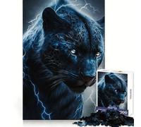 Black Panther with Flashes Jigsaw Puzzles 1000 Piece for Adults Thought Training Peaceful Escape Uniform Cut (50x75cm)