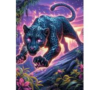 Black Panther with Glowing Eyes in A Magical Forest 1000 Pc Classic Jigsaw Puzzle Wildlife Plant Puzzle for Adults Hard Challenging Hobby Home Decor Poster Sturdy Creativity & Gift Giv