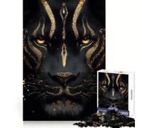 Black Panther with Gold Glitter 1000 Piece Jigsaw Puzzles for Adults Mental Exercise Pleasant Leisure Snug Lock Unique Gift (50x75cm)