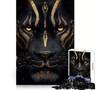 Black Panther with Gold Glitter Jigsaw Puzzle for Teenagers 1000 Pieces Mind Power Gentle Pastime Uniform Edges Memorable Gift (38x52cm)