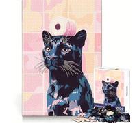 Black Panther with Toilet Paper Roll Jigsaw 1000 Pieces for Teenagers Brain Teasing Leisure Pleasure Solid Lock Festive Gift (38X26CM)