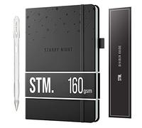 Black Paper Bullet Dotted Journal Notebook | A5 Starry Night by Scribbles That Matter | Free white gel pen | 160gsm Blackout no-bleed dot grid paper | For Men and Women | 5.75 x 8.5 in | Black