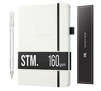 Black Paper Bullet Dotted Journal Notebook | A5 Starry Night by Scribbles That Matter | Free white gel pen | 160gsm Blackout no-bleed dot grid paper | For Men and Women | 5.75 x 8.5 in | White