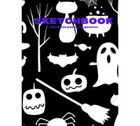 Black Paper Sketchbook for Gel Pens and Halloween Theme Sketch on Cover: Notebook Diary/Journal with Blank & Lined Black Pages for Girls Boys Kids ... / A Great and Original or Add-On Gift