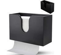 Black Paper Towel Dispenser, Wall Mount Wood Hand Napkin Box, Vertical Commercial Paper Towel Dispensers for Home Office Public Hotel Shop Kitchen Bathroom & Restroom -11.4x4.5x7.5 inch