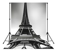Black Paris Eiffel Tower Print Backdrop Background for Photography Portrait Photoshoot,Photo Studio Prop and Party
