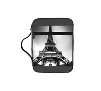 Black Paris Eiffel Tower Print Bible Storage Bag For Men Women Waterproof Religious Organizer Scripture Holder