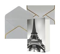 Black Paris Eiffel Tower Print Greeting Card Paper, Half Fold To Cards For Birthday, Wedding, Party.