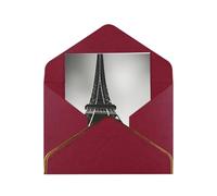 Black Paris Eiffel Tower Print Greeting Card Paper, Half Fold To Cards For Birthday, Wedding, Party.