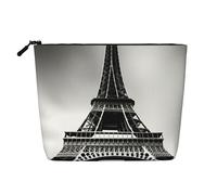 Black Paris Eiffel Tower Print Makeup Bag Cute Cosmetic Bag for Women Makeup Pouch Travel Toiletry Bag for Lady