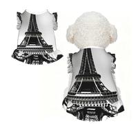 Black Paris Eiffel Tower Print Pet Breathable Sleeveless Skirt XL