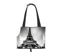 Black Paris Eiffel Tower Print Pet Tote Bag,Single Shoulder Carrier, Pet Travel Handbag For Small Dogs & Cats Outings