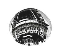 Black Paris Eiffel Tower Print Shower Cap, Shower Cap for Women Reusable, Waterproof Bath Cap,Quick Drying Bath Hair Cap