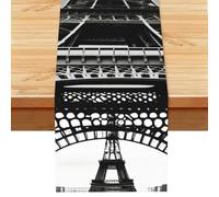 Black Paris Eiffel Tower Print Table Runner for Home Hotel Dining Kitchen Party Indoor Outdoor Decor,13x72 Inch