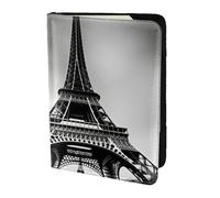 Black Paris Eiffel Tower print Travel Wallet Passport Holder Case for Family Leather Passport Cover for Men Women, Black, One Size