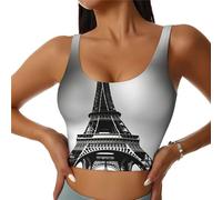Black Paris Eiffel Tower Print Women's Sports Vest Lightweight and Breathable Workout Fitness Fashion Top