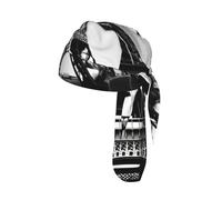 Black Paris Eiffel Tower Printed Cap Do Rag, Moisture Wicking Cycling Cap Helmet Liner for Biking Running Hiking