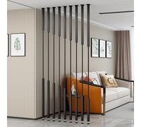 Black Partition Column Screen Metal Slat Suitable for Hotel Restaurants, Space Divider Decorative Post Ceiling to Floor Separator Pillars, with Adjustable Feet(8pcs-A,260cm/102in/8.5ft)
