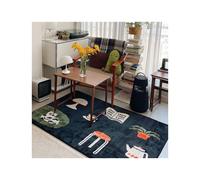 (Black pattern, 50X80cm 19.7X31.5in) Fun and funny bedroom bedside blanket household living room sofa coffee table mat modern simple Nordic style room floor mat