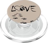 Black Pattern Dog Paw Print love tracks on light beige Dogs PopSockets PopGrip for MagSafe