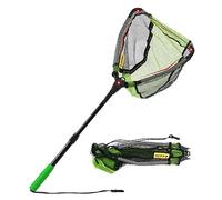 Black Paw Floating Fishing Net Foldable Fish Landing Net with Built in Length Scale Foldable Rubber Coated for Kayak, Fly, Trout - Green (Telescopic Pole)