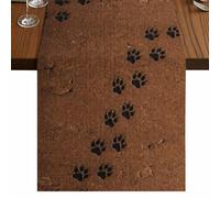 Black Paw Print Table Runner, Modern Dark Paw Print Brown Soli Sand Cotton and Table Linen Runner for Kitchen Dining Home Decor for Party Festival Holiday Decoration Gift 18x72in
