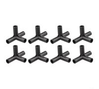 Black PE 4-Way Pipe Fitting for DIY Garden Support Structures, Compatible with 8mm 12mm 16mm 19mm Greenhouse Frames and Plant Stands, 8-Pack (8mm)