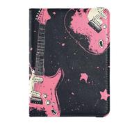 Black Peach Romantic Guitar for Valentine's Day Leather Passport Holders Wallet Passport Holder Ultra Slim