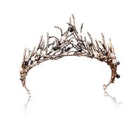 Black Pearl Crown, Witch Accessories Women, Black Swan Crown, Women's Vintage Princess Hair Crown for Prom Pageant Birthday Party Christmas Halloween Prom, 11.41inch, Crystal, Created Quartz