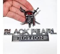 Black Pearl Edition Skull Decal Emblem Set - Premium Door Inserts and Comprehensive Car Body Accessories for Front, Rear, Sides, Hood, Trunk, and Bumper(Silver)