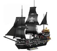 Black Pearl Pirate Ship Model Building Block Set, 1424Pcs DIY Mirco Bricks Black Sorcerer Ship Model Building Kit Sailboat Construction Toy Gifts for Adults and Kid